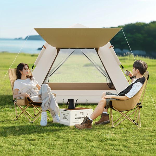 product-fancy-848dc7a1-3f77-4b97-89cf-007854d729b5 2 High-backed Moon Chairs Come with A Storage Bag for Easy Folding And Storage - Durable Iron Alloy, Suitable for Courtyards, Outdoor Leisure, Camping And Fishing Beach Chairs