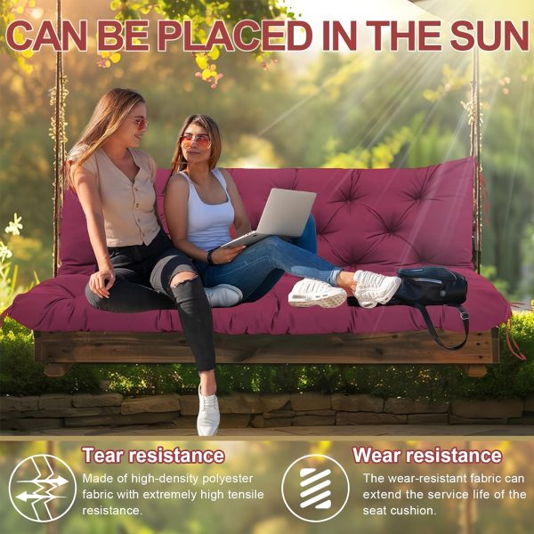product-fancy-84a3da9b-4e0b-45fd-b78b-537e86d7fa91 3-Seater Waterproof Outdoor Porch Swing Cushion with Backrest - Suitable for Outdoor Furniture, Thick 5" Cushion, Machine Washable Suitable for Patio Bench, Garden Swing Chair, Backyard Cushions for Poolside and Deck