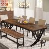 product-fancy-84b0bce4-6b20-410e-ab33-c99400bcc617 78" Farmhouse Rectangular Dining Table for 6-8 People - Heavy-Duty Metal Legs & Engineered Wood Top, Weather-Resistant Brown Table for Kitchen, Dining Room, Living Room (Assembly Required), Kitchen Table, Classic Elegant Design, Durable Construction