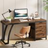 product-fancy-84cd96e5-515d-4989-bf37-a5a74e7df6f6 59-Inch Industrial Computer Desk with 3 Reversible Drawers & File Storage - Brown Engineered Wood & Black Metal Workstation, Adjustable Foot Pads, Smooth Edges, Easy Assembly for Home Office, Desk Accessories Office, Sturdy Construction, Study Writing Table, Rustic Furniture, Highquality Materials, Remote Workers