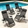 [Portable Foldable Chair] 4pcs Zero Gravity Lounge Chairs, Foldable Reclining Outdoor Chair with Pillow And Cup Holder, Space-Saving Portable Zero Gravity Chair for Patio, Poolside, Beach, Grassland, Camping