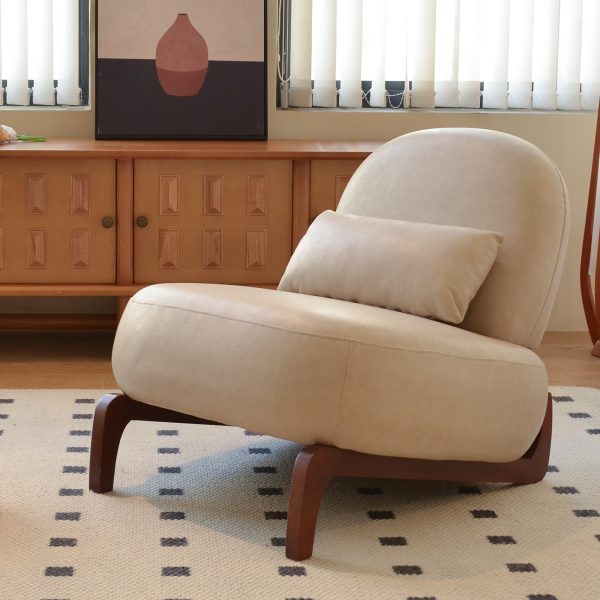product-fancy-8517cb23-d247-4571-a5fe-266e1f83ef43 Cute Accent Chair with Solid Wood Legs, Velvet Living Room Chair with Soft Cushion, Cozy Bedroom Chair, Comfy Armless Reading Chair for Apartment, Waiting Room, Balcony