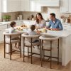 product-fancy-851ca81e-a099-4c74-81b8-54e88f0f75d1 KERDOM 26'' Tall Bar Stools, Upholstered in Linen Fabric with Backrest And Footrest, Spacious Cushion Seat for Kitchen Islands, Dining High Chair for Restaurant Counters, Curved Back Support