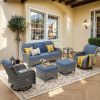 product-fancy-854bd142-98b7-4474-974a-eac1baa0bba1 6pcs Outdoor Patio Furniture Set with Swivel Rocking Chairs, High Back Outdoor Sectional Sofa Sets with Side Table - Handwoven Rattan Outside Seating Sofa, Weather-Resistant Couch for Garden/Deck/Backyard/Decor