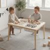 Kids Sensory Table with 3 Storage Bins, Solid Pine Wood Activity Table, Double-Sided Drawing & Play Surface, Sand And Water Play Table for Toddlers, Indoor Outdoor Learning & Craft Table