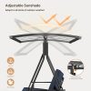 product-fancy-85630627-3b81-4e2c-88d3-ee83f6305f1d 3-Seat Porch Swing Chair with Stand - Convertible to Adult Swing Bed, Adjustable UV-Protected Canopy & Thick Cushion, 750lbs, Flat Bed (Red/Blue/Dark Gray) for Porch, Backyard, Garden & Balcony