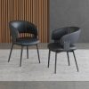 product-fancy-856a33af-818d-4ea9-b4a1-0b90eedc1e75 Modern Dining Chairs Set (2pcs), Faux Leather Upholstered Kitchen Chairs, Curved Back, Metal Legs, Mid Century Style, Suitable for Dining Room And Kitchen