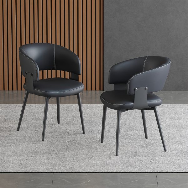 product-fancy-856a33af-818d-4ea9-b4a1-0b90eedc1e75 Modern Dining Chairs Set (2pcs), Faux Leather Upholstered Kitchen Chairs, Curved Back, Metal Legs, Mid Century Style, Suitable for Dining Room And Kitchen