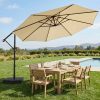 product-fancy-85b60ba9-5791-45f8-8acc-57522703b099 10-Foot Patio Offset Umbrella with a Base, Cantilever Design, Featuring a Crank And Cross Bases, Suitable for Outdoor Use, Heavy-Duty Construction, Includes Push Button Tilt, Perfect for Christmas And Halloween