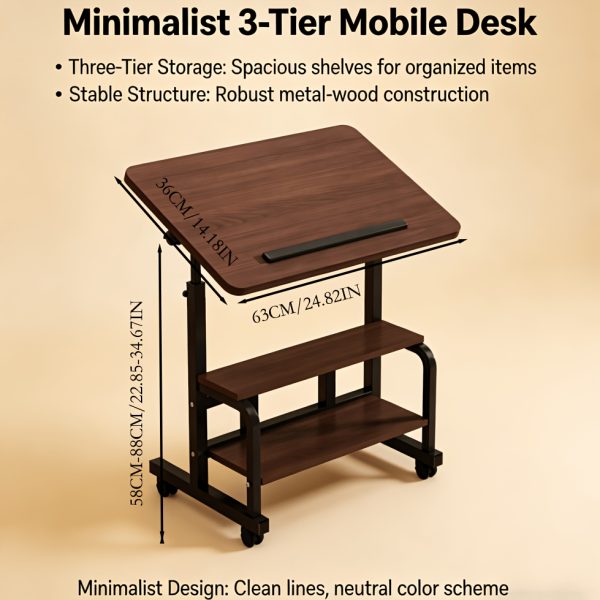 product-fancy-85c8bfeb-0d4a-4dbb-8fea-ef0b651ed5e2 Portable Height Adjustable for artist Desk, Natural Wood Grain Surface with Anti-Slip Edge, Sturdy Metal Frame And Smooth Wheels, 2-Tier Storage for Art Supplies, Perfect for Drawing Painting Creation