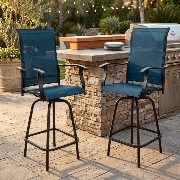 product-fancy-85fa0ddf-9e1a-4652-89c7-b4c4afaeeabb Outdoor High-Back Rotating Dining Chair (2pcs Set/ 4pcs Set, All-Weather 360° Rotating High-Backed Outdoor Patio Dining Chair, Forged Carbon Steel Fabric Patio Chair Set, Suitable for Patios, Lawns And Gardens (Blue/Black/Brown/Grey))