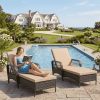 [3pcs Wicker Chaise Set] LEVELEVE 3pcs Outdoor Wicker Chaise Lounge Set with Foam Cushions & Tea Table - All-Weather PE Rattan Recliner Chairs Suitable for Backyard, Poolside, Patio Furniture, Adjustable Chaise Loungers for Deck, Porch, Garden