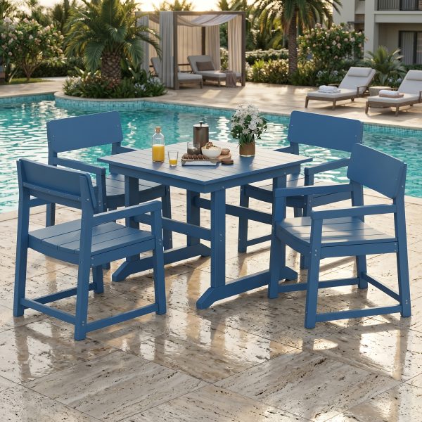 5- And 7pcs Patio Dining Set, Outdoor Table And Chairs, All Weather Furniture with Umbrella Hole for Backyard Garden Deck Lawn Pool