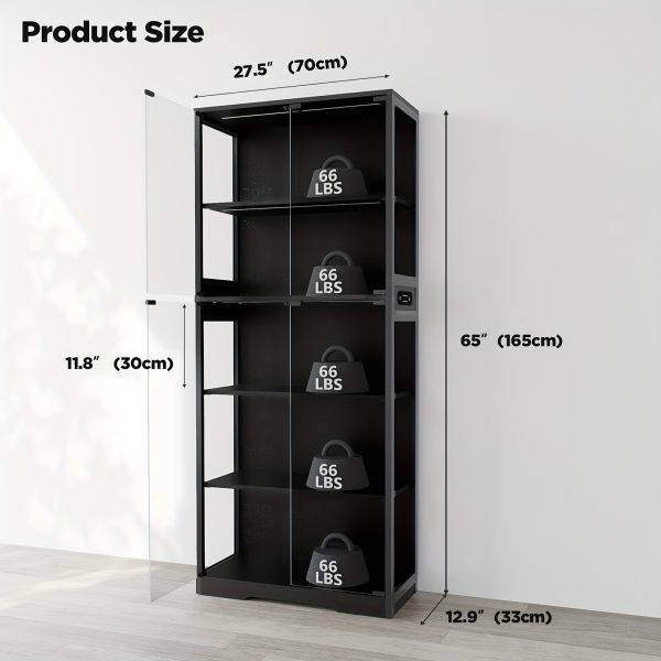 product-fancy-8627215a-9506-4575-b818-256d21e81459 5-Tier Display Cabinet with Glass Doors, Dimming LED Lights And Motion Sensor, for Collectible Figures, Living Room, Bedroom, Or Office, Metal Frame