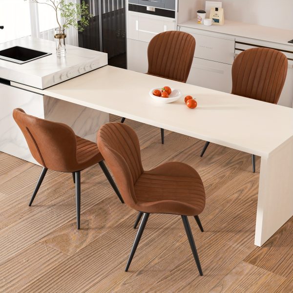product-fancy-862ca57c-fe02-4299-a872-503cfb18223e Set Of 2/4 Dining Chairs - Boucle Upholstered Kitchen Chairs with Curved Backrest & Metal Legs - Mid Century Modern Round Dining Room Chairs for Vanity, Living Room