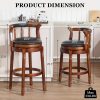 product-fancy-866c5b22-5736-4899-831f-3d560b5e85fc 360° Swivel Modern Bar Stool with Premium Leather Seat and Dark Wood Finish - Hand-Nailed Trim, Durable Rubberwood Construction, Suitable for Kitchen Island, Home Bar, or Dining Area