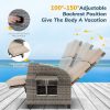 product-fancy-866fe3e1-fc76-4db2-a494-3549d1874ae0 Outdoor Patio Recliner Chair, Independent Adjustable Backrest Up To Lay Flat & Extended Footrest, Flip-Up Side Table, Removable Cushion, All-Weather Wicker, Aluminum Metal Frame For Porch Balcony Garden Poolside