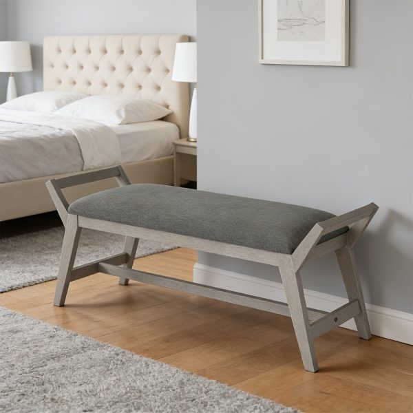 product-fancy-8673f482-dd9a-4fca-b598-9765cc740d1f 1pc 51Inch End of Bed Bench | Solid Wood Frame, Fabric Upholstered Ottoman Bench for Entryway, Bedroom, Hallway, Living Room, Modern Style