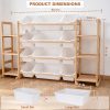 product-fancy-868931cd-15ac-48f4-92db-1bd39b8725d7 Storage Organizer with 6 Shelves And 12 Bins, 52.3 Inch Wide Kids Bookshelf And Organizer, Wooden Bookcase with Storage Bins for Playroom, Bedroom, Nursery And Room Decor