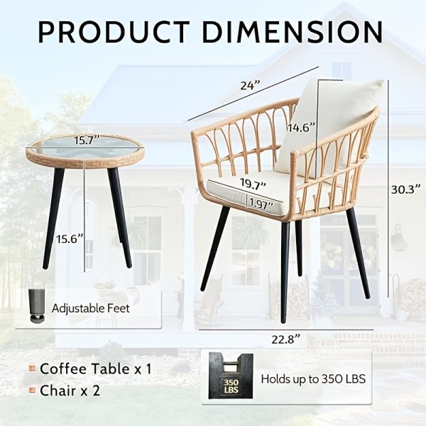 product-fancy-868bde68-de2a-4f5a-9624-35a14804361f Rattan Patio Bistro Set | Outdoor Balcony Furniture, Table and Chair Set, Suitable for Porch Backyard Patio, Yellow/Beige