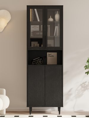 71" Storage Cabinet with Drawers, 6-Tier Bookshelf with Doors and Shelves, Large Display Cabinet Set for Home, Office (Black/White)