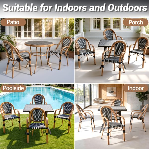 product-fancy-86989be3-f9f7-4644-8e82-ca23b3e3abe2 French Bistro Chairs Set Of 2, Hand-Woven PE Rattan Outdoor Arm Dining Chairs with Metal Frame for Garden Balcony
