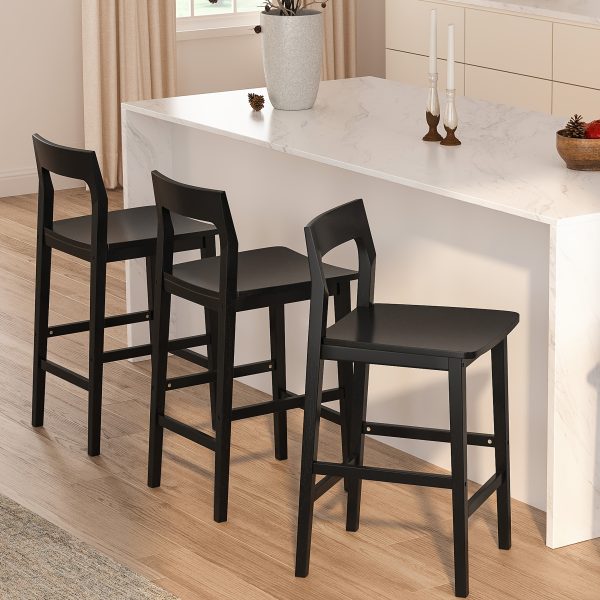 product-fancy-86c54232-1248-48e5-b06e-064c4c06e53e Counter Height Stools Set of 2, Farmhouse 25" Bar Stools with Solid Wood Legs& Back, Mid Century Modern Barstools Chairs for Kitchen Island, Dining Room, Cafe, Pub, Brown, Black