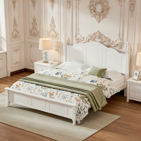 product-fancy-86d7216f-4e45-4315-87f8-e7f2e52cffd6 BELLEMAVE Queen Size Platform Bed Frame With Headboard, Wooden Slat Support, No Box Spring Needed, Easy Assembly, Sturdy Structure, Bedroom Furniture With Classic Vintage Design, White
