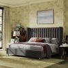 product-fancy-86dd7f93-7bbf-40ee-b83a-099c778042d1 PaPaJet Bed Frame with Vertical Channel Upholstered Tufted Velvet Wingback Headboard, Platform Bed, No Box Spring Needed, Easy Assembly