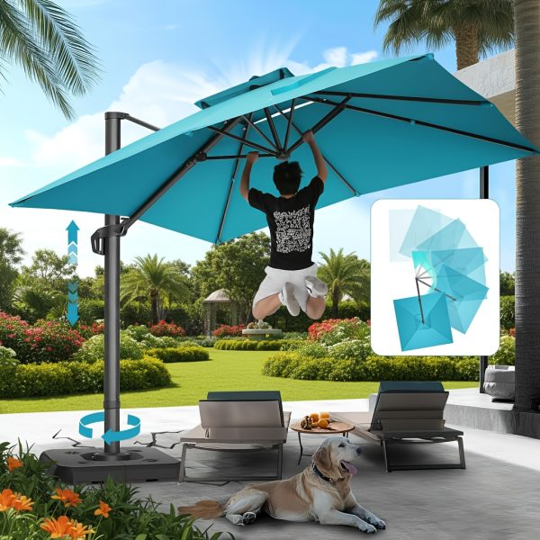 product-fancy-870fe34a-9351-49a2-8d31-b2407b2c3106 10ft Heavy-Duty Outdoor Cantilever Parasol with, Large Rectangular Offset Umbrella - 360° Rotating Canopy, Tilt Mechanism & Heavy-Duty Aluminum Frame for Patio, Deck, Balcony, Pool (Compatible with most roofs)