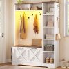 product-fancy-871b415f-f019-4df1-96cf-6ec333c2b969 Farmhouse Entryway Organizer with Bench & Shoe Cabinet - 7 Shelves, 10 Hooks, LED Lighting, USB-Powered, White Engineered Wood Storage for Hallway, Living Room, Bedroom - Easy Assembly, No Tools Needed, Entryway Storage, Rustic Charm, Durable Construction, Home Organization, Minimalist Design, Sturdy Construction, Home Decorators