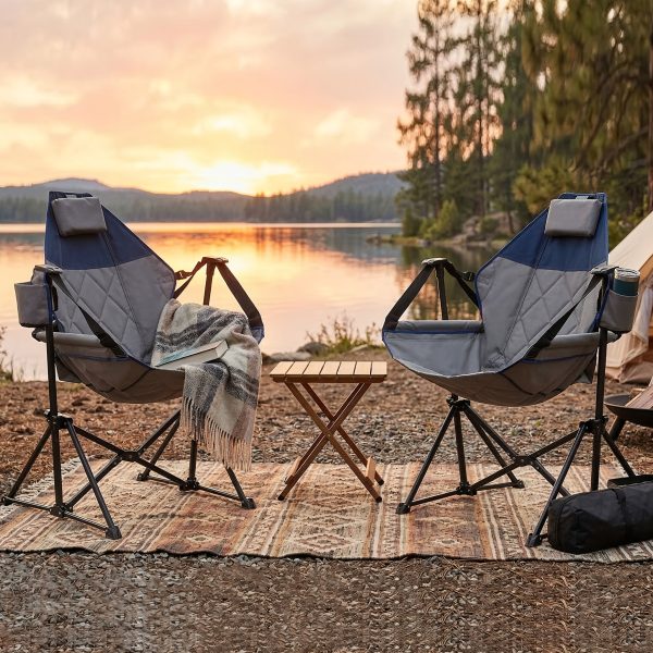 product-fancy-873284db-c1f4-41ed-a2ce-ddc880ed5a72 2 Rocking Camping Chairs with Cup Holders, Hammock Chair, Folding Rocking Chair, Outdoor Lounge Chair, Portable Fishing Chair, Patio Leisure Chair, Heavy Duty Folding Chair Suitable for Patio, Outdoor, Camping, Travel