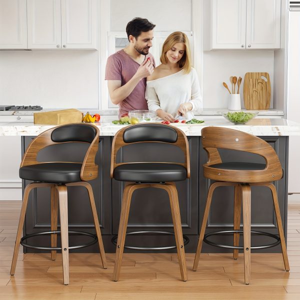 product-fancy-8736896c-27d7-4747-a48f-14d96eb08937 3/4pcs Bar Stool Set: Luxurious Faux Leather, Swivel And Armless Kitchen Counter Stools with Thickened Cushion And Back Support, Designed for Kitchen Islands And Bar Counters