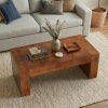 product-fancy-874b1852-fe6e-449c-a237-c8e953447fab Modern Burl Wood Finish Coffee Table Suitable for Living Spaces, Minimalist Rectangular Center Table with Brushed Block Legs & Density Board Top, Sturdy /Outdoor Furniture for, Balcony, Entryway - Assembly