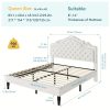 product-fancy-8754bc2b-0e33-4233-9aec-9e4eccf5b869 HOOMIC Full/Queen/King Size Bed Frame with Adjustable Velvet Tiara Headboard, Upholstered Diamond Button Tufted Platform Bed, Wooden Slats Support, No Box Spring Needed, Easy Assembly, Black