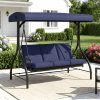 3 Person Patio Porch Swing Outdoor Converting Swing Glider Hammock with Adjustable Canopy, Cushions for Outside Backyard, Garden (Pillow Not Included)