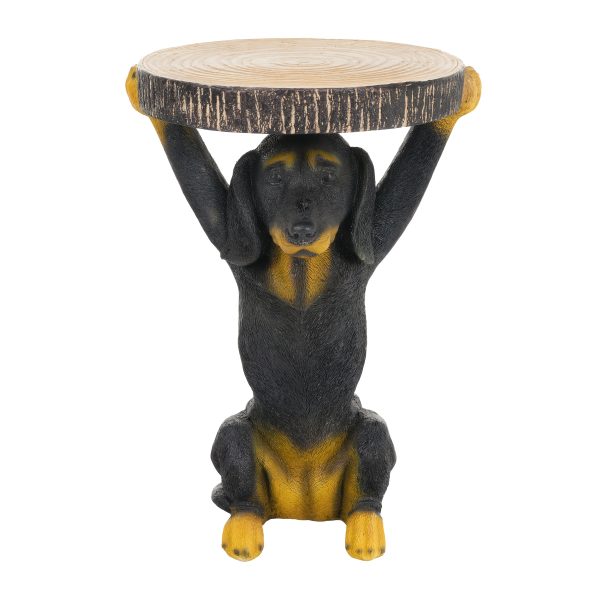 product-fancy-8773fbc2-17df-4ac8-b602-26087a3fc7a5 22.17"H Black Dog Side Table Pedestal End Table Stool, MGO Dog Statue Hand Painted Sculpture for Home, Office, Living Room & Outdoor Decor
