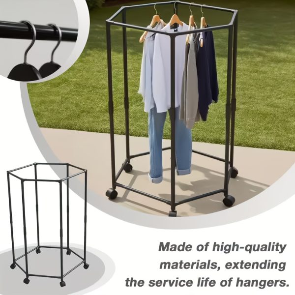 product-fancy-87801c83-8e62-46f1-9b83-7cdc936e16f1 Rotating Clothing Rack with Wheels, Heavy Duty Metal Garment Rack for Hanging Clothes, Multifunctional Rotating Clothing Organizer, Freestanding Closet Organizer for Bedroom, Laundry Room, Space Saving Closet Storage for Coats, Dresses, Pants
