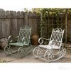 [Iron Rocking Chair] Outdoor Garden Single Wrought Iron Rocking Chair - Durable Iron Frame, Patio Rocking Chair, Comfortable Reading Chair, Cross-back Design, Suitable For Gardens, Lawns, Or Outdoor Use, Garden Seating, Outdoor Furniture