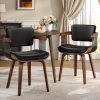 product-fancy-87978986-b183-4cfa-baab-1d4764bc2676 Two Ergonomic Wooden Dining Chairs, Curved Bentwood Backrest And Seat, High-Density Foam Cushion, Modern Semi-Armrest Kitchen Chair