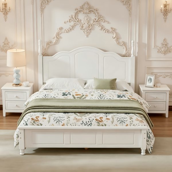 product-fancy-879bbc9a-3482-4d50-bcf6-3adfdb7cfaf8 BELLEMAVE Queen Size Platform Bed Frame With Headboard, Wooden Slat Support, No Box Spring Needed, Easy Assembly, Sturdy Structure, Bedroom Furniture With Classic Vintage Design, White