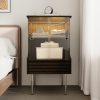 product-fancy-87b5295e-0e03-49cd-a674-b9f1f688e33c Contemporary Glass Storage Unit Featuring a Wavy Drawer And Two Shelves, Ideal As a Side Table for The Living Room with a Tempered Gold-Brown Glass Sliding Door, Suitable for Use As a Bedside Table in The Bedroom
