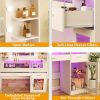 product-fancy-87c829e3-6cc3-46a5-bf1a-fba5875428ce WHONLINE 1pc Vanity Desk with Mirror And Lights, Makeup Vanity Desk with Lights 3 Colors, Bedroom Vanity with Multiple Drawers, And Open Storage Space, Power Outlet, for Bedroom, White, Heavy Duty Dresser, for Halloween And Christmas