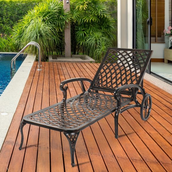 product-fancy-87cbd3a5-cf4d-45a1-86a4-77d84e3ddc19 75.98*25.39*36.61inch Backrest Adjustable Courtyard Cast Aluminum Lying Bed Bench Bronze