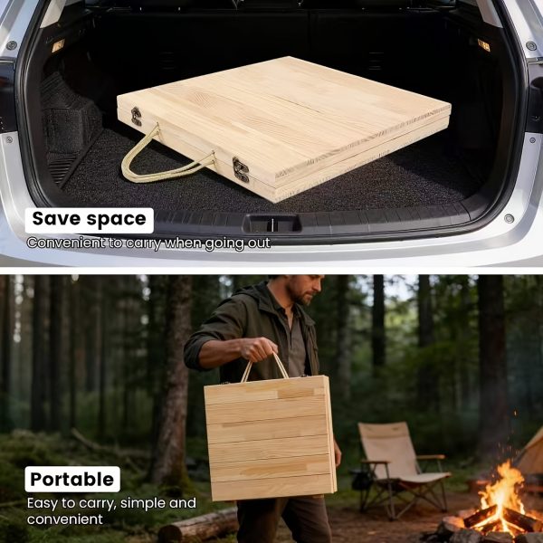 product-fancy-87ddb3a0-3214-42cb-abf7-c4930f83e093 1pc Foldable Low Picnic Table, 60-inch Portable And Lightweight Camping Table, Foldable Camping Table with Tablecloth, Suitable for Parties, Patios, Gardens, Barbecues, Backyards, Christmas (natural Wood Color)