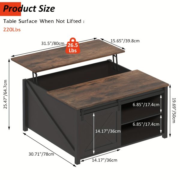 product-fancy-87fb2a80-0f28-4aa8-a070-323a023fcdda Lift Top Coffee Table with Storage, Square Wood Coffee Tables with Large Hidden Storage Compartment and Adjustable Shelves, Multi-Function Farmhouse Coffee Table for Living Room, Bedroom and Home Office