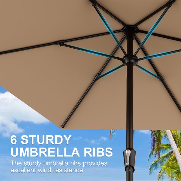 product-fancy-882647e8-a392-4467-88b0-e595850be74e 9FT Outdoor Patio Umbrella, Market Table Umbrella with Crank & 6 Sturdy Ribs, UV Protection Windproof, Pool Umbrella Perfect for Deck, Backyard, Lawn And Garden