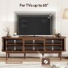 product-fancy-8836cf22-360b-46cd-8aa7-43009a8f2e19 68 Inch Mid-Century TV Stand for TVs Up to 70 Inch, Entertainment Center with Storage, Power Outlet, Recessed Sliding Doors & Adjustable Shelves, Modern Media Console for Living Room, Housewarming Gift