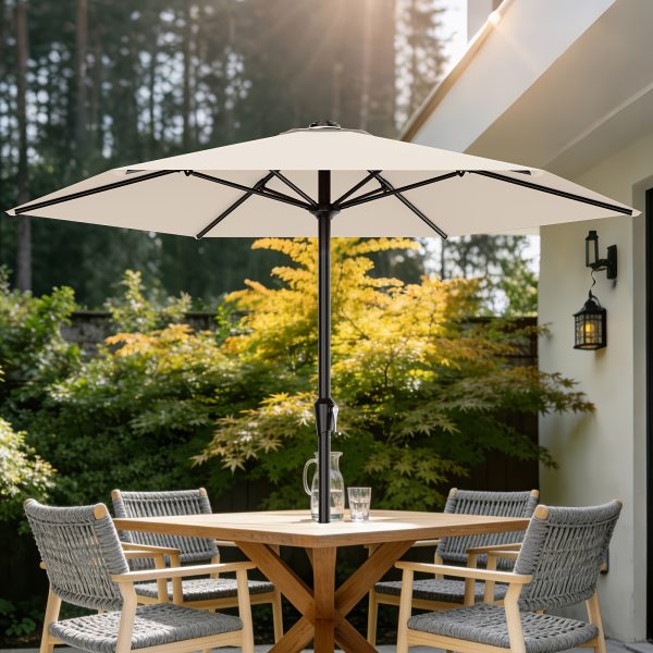 product-fancy-8837b6c1-6425-448c-aa4c-ae861cb4aae6 9FT Outdoor Patio Umbrella, Market Table Umbrella with Crank & 6 Sturdy Ribs, UV Protection Windproof, Pool Umbrella Perfect for Deck, Backyard, Lawn And Garden