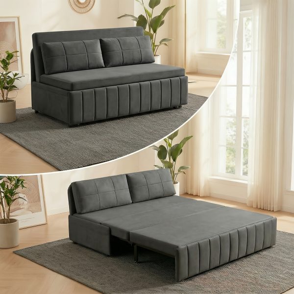 product-fancy-8843ef5e-0b46-4b2a-b0c9-f8d63d88bb02 3in 1 Convertible Queen Sofa Bed, Pull Out Sleeper Couch, Armless Loveseat for Small Spaces